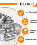 Stainless Steel Hose Clamp Kit 20 Pcs 40 To 108 mm Adjustable Worm Gear Assortment For Fuel Lines Auto System Dryer Vent And Water Pipes 304 Stainless Steel Built To Last Heavy Duty Rust Resistant with corrosion resistance and smooth edges.