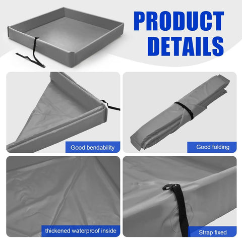 Foldable Duck Pond With Portable Spill Containment Berm Wall, 3 Ft By 3 Ft, Gray, Waterproof PVC Coated, Durable for Indoor/Outdoor