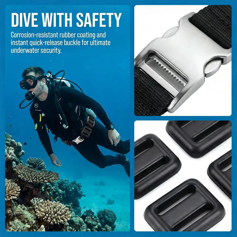 4 Pcs Scuba Weight Belt Set With Coated Lead Blocks And Nylon Belt, 2.2 Lb Total Weight, Dive Weights For Free Diving, Spearfishing