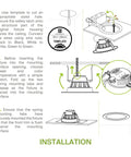Installation diagram for 6 Inch Canless LED Downlight With Power Adjustable 10, 15, And 22 Watts Round Dimmable Recessed Ceiling Light Fixture