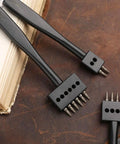 Leather Hole Punch Set Kickass Prong Punch Tool Kit For Leathercraft, 5mm Round Hole Chisel, 2, 4, 6 Size Punches