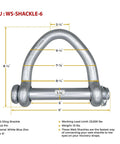 Heavy Duty Web Sling Shackle 6 Inch With Quick Pin 23,500 Lbs WLL White Blue Zinc Finish for recovery straps.