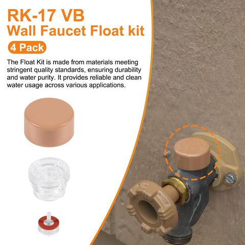 DIY RK17VB Vacuum Breaker Float Kit 4 Pack Anti Siphon Wall Faucet Repair Kit Backflow Preventer For Outdoor Spigots
