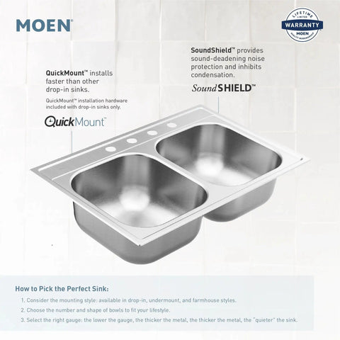 2000 Series Drop-In Single Bowl Stainless Steel Kitchen Or Bar Faucet, 17-Inch, 20 Gauge, top view with QuickMount installation.