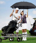 Golfers with Oversized 54 Inch Windproof Golf Umbrella With Double Canopy, Heavy Duty Rain Shield For Golf, Sports Games And Push Cart, Black.