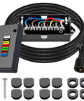 7 Way Trailer Wiring Harness Kit With 8 Foot Cord And 7 Pin Plug, Weatherproof Junction Box, Copper Prong Design, Plug And Play