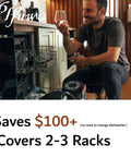 Man using a dishwasher showing Universal Dishwasher Rack Tine End Cap Replacement 100 Pack Flexible Vinyl Extra Long One Inch Tips