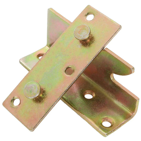 Heavy Duty Bed Rail Fittings With No Mortise Bed Brackets And Rust Proof Galvanized Steel Connectors stacked at an angle.