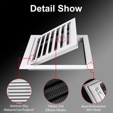 Tough As Nails Aluminum Alloy Access Panel Waterproof Rustproof Utility Door With Clip Lock Hidden Switch Plug And Play Fit 20 By 35 Cm details showing filtration grid and bezel reinforcement.