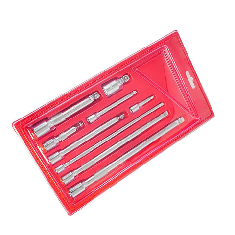 Versatile 9 Piece Ball Joint Socket Adapter Kit For Mechanics And DIYers With High Strength Steel Extensions To Tackle Tight Engine Slots and Confined Spaces Smoothly, red tray