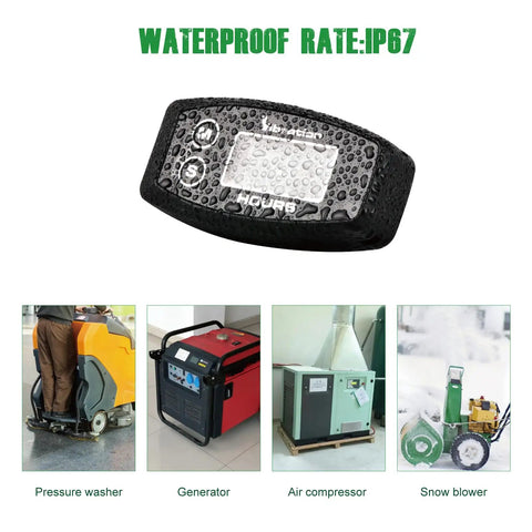 Vibration Hour Meter IP67 Waterproof With Adjustable Sensitivity Low Medium High For Gas And Diesel Equipment, Tracks Total Hours And Resettable Job Hours, Helps Plan Maintenance And Service Intervals on waterproof meter for generator, compressor, washer, snow blower