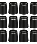 12 Pack Black Golf Ferrules For Irons 0.355 Inch Ferrule Tips With Silver Ring Sleeve Adapter Durable Plastic Shaft Ferrule Set