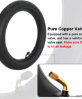 Image showing Beefed Up 12.5x2.25 Tire And Inner Tube Set For Scooters And Electric Bikes, focusing on copper valve detail.