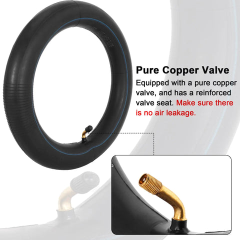 Image showing Beefed Up 12.5x2.25 Tire And Inner Tube Set For Scooters And Electric Bikes, focusing on copper valve detail.