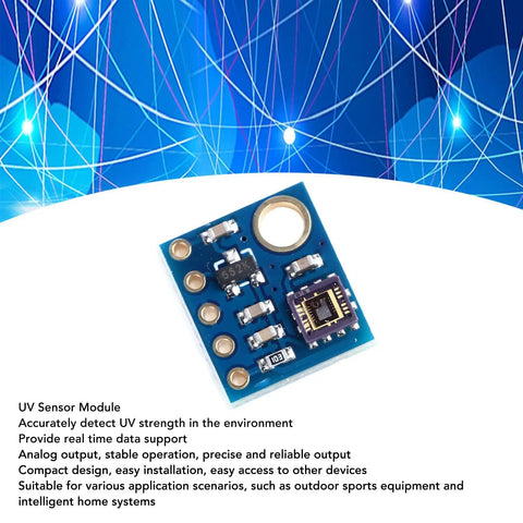 Dope UV Ray Detection Sensor Module With Analog Output For Microcontrollers ML8511 UV Sensor Board High Sensitivity And Stable Readings Pro Grade PCB Build For Easy Integration, blue PCB close-up