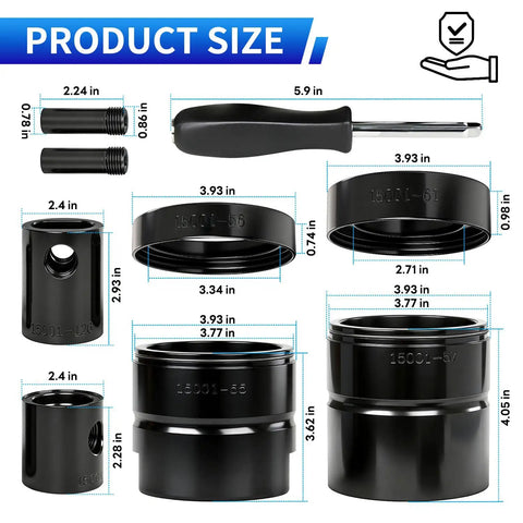 Upgraded Pin And Bushing Adapter dimensions for Heavy Duty Semi Trucks and Equipment Removal Tool including sizes and styles