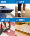 Outdoor Stair Tread Tape Non Slip 4 Inch By 40 Foot White Roll Waterproof Traction Tape used on boats, stairs, scooters, decks