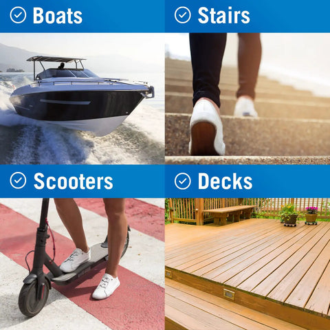 Outdoor Stair Tread Tape Non Slip 4 Inch By 40 Foot White Roll Waterproof Traction Tape used on boats, stairs, scooters, decks