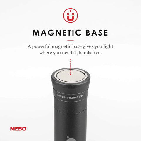 Magnetic base of Two In One 500 Lumen Work Light With 200 Lumen Top Flashlight Anodized Aircraft Grade Aluminum Body Steel Clip