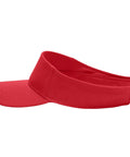 Red Forklift Operator Sun Visor For Warehouse Work, Breathable Mesh With Tricot Backing, shown in profile