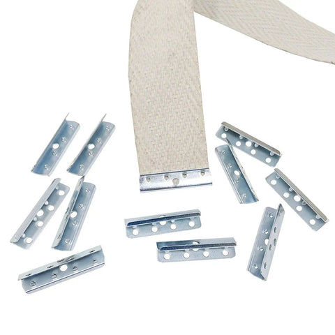 Metal End Clips For 2 Inch Webbing, Rubber Upholstery And Chair Repair, 100 Pack Durable Fasteners with jute webbing