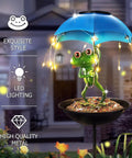 Totally Solar Frog Bird Feeder With Umbrella Garden Solar Powered Lights For Yard Decor Outdoor Hummingbird Feeder Ornament
