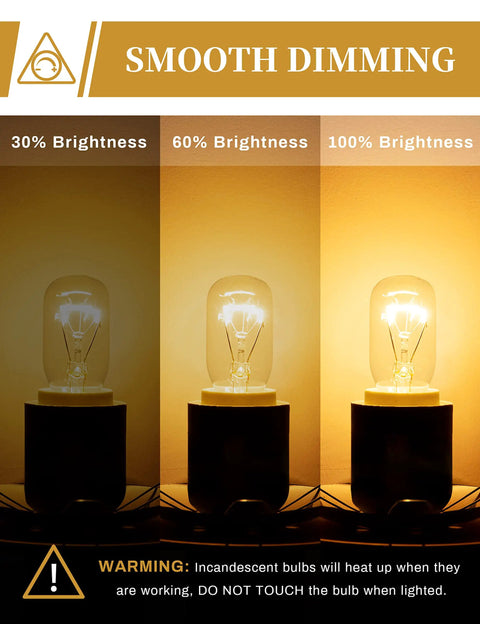 Image showing smooth dimming levels of 40W T8 E17 Appliance Bulb 120V Microwave Under Hood Stove Light Refrigerator Oven Lava Lamp Replacement 2 Pack.