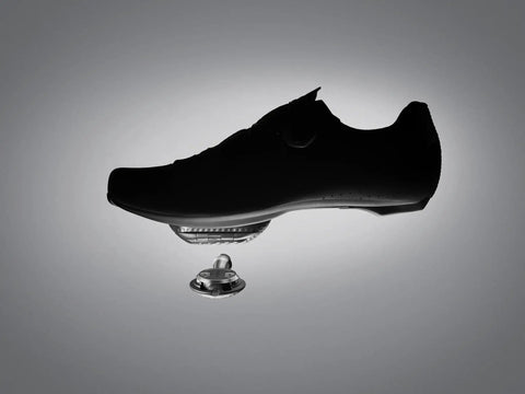Silhouette of cycling shoe with Speedplay AERO Pedal System With Aero Profile Design To Cut Through Wind Boost Your Speed.