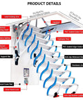 Heavy Duty Electric Attic Ladder With Wireless Remote Control And Retractable Alloy Loft Stairs Featuring Dead Simple Power Fold System with detailed product features.