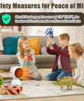 Children playing indoors with Two Pack Ceramic Space Heaters For Indoor Use 1200W Portable Electric Heaters in background.