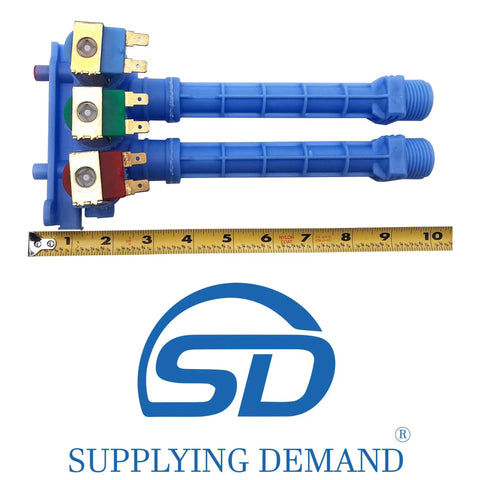 Model-Specific Clothes Washer Water Inlet Valve Replacement With NTC Thermistor, Three-Coil Valve, Blue, Ruler Measurement