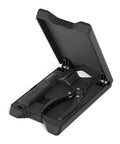 Ultimate Tour Grade Guitar String Changing Kit With Peg Winder, Bridge Pin Puller, Cutter, in open storage case with neck rest.