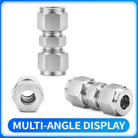 304 Stainless Steel Compression Tube Fitting 1 8th In OD To 1 8th In OD Union Connector 5 Pack corrosion resistant plumbing gas use