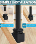 Installation steps for Slanted Baluster Shoes With Screws For Half Inch Square Balusters Satin Black Aluminum Set Of 30