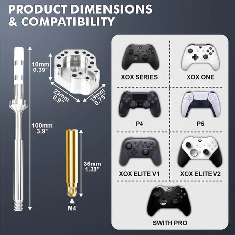 Multi Pin Controller Soldering Iron Tip Kit With TS100 And 936 Adapters, Chrome Plated Copper Tips For Fast Heat Transfer And Precision Alignment, Gamer Grade Desoldering For PS5 PS4 Xbox Series X And S Xbox One And Switch Controllers. product dimensions and compatibility chart, 100mm tip
