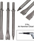 Heavy Duty Air Hammer Kit With 3 Long Bits For Punching And Chipping Metal Perfect For Auto Repair And Construction Jobs Where You Need Serious Power And Precision, 3 pcs