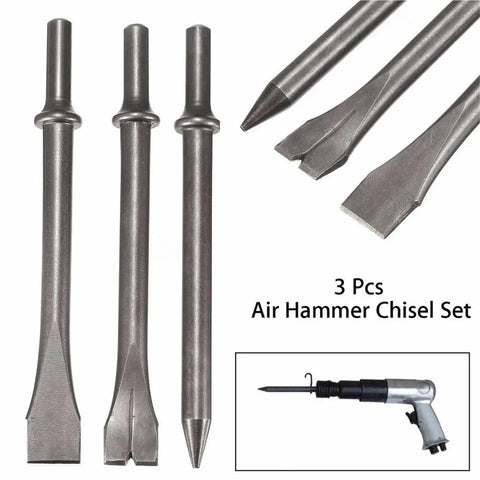 Heavy Duty Air Hammer Kit With 3 Long Bits For Punching And Chipping Metal Perfect For Auto Repair And Construction Jobs Where You Need Serious Power And Precision, 3 pcs