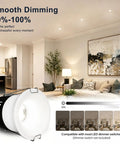 Eclatune 3 Inch LED Recessed Lighting with Junction Box LED Downlight dimming features in a modern living room, showcasing adjustable brightness.