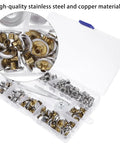 Real Deal Canvas Tarp Snap Kit Featuring Rust Resistant Marine Fasteners With 10 MM And 15 MM Screw Snap Buttons and quick setting tool in storage case.
