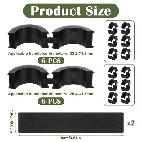14 Piece Bicycle Handlebar Shim Set Rubber Anti Vibration Cushions For 22.2 25.4 To 31.8 Mm Stems Fits Mountain Road Bikes