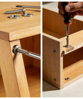Bed Frame Bolts And Nuts Kit For Wood Furniture, 10 Piece M6 X 45mm Barrel Bolts shown being installed on wooden furniture