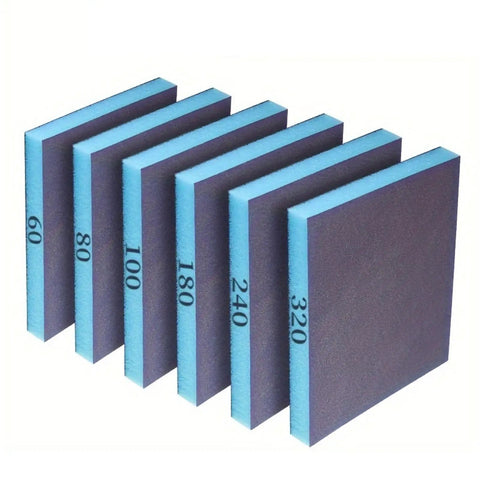 Top Shelf Workhorse Sanding Sponge Set Six Piece Kit With 60 To 320 Grit Double Sided Blocks for various grit sizes.