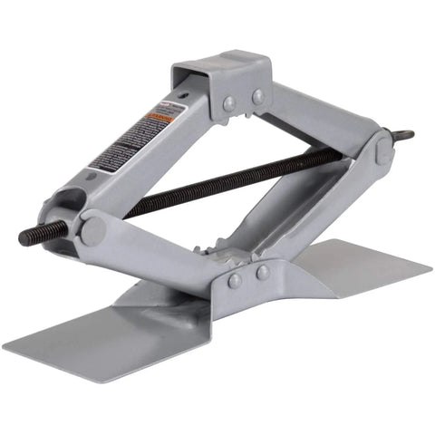 Heavy Duty Scissor Jack 3000 Lb Capacity With Extra Wide Base For Stability Lifts From 3.75 To 15.13 Inches Gray Finish Ideal For Car And Light Truck Tire Changes, shown at an angle