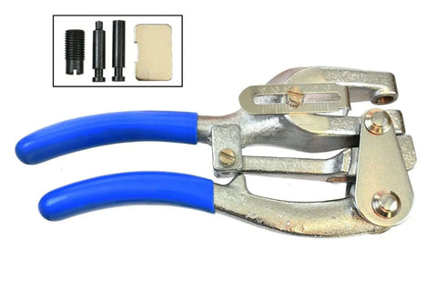 Hand Held Hole Punch Kit For Sheet Metal And Plastic 7 Hole Sizes With Over 1 Ton Punch Power No Drill Required, blue handles