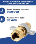 heavy-duty hydraulic quick disconnect 3000 PSI, 55 GPM brass coupler