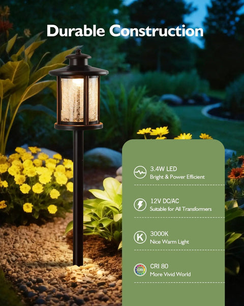 Sweet Low Voltage Outdoor Pathway Lighting Kit 12V 3000K Warm LED Walkway Lights illuminating plants at night