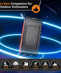 Ultra High Capacity Solar Power Bank 49800mAh Portable Charger With Dual USB A And Type C Ports shown with outdoor sports icons