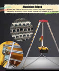 Beefy Aluminum Rescue Tripod For Confined Space Operations With Two Six Zero Lbs Winch And Harness showing aluminum framing and equipment details.