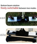 Bottom beam rotation of Heavy Duty Portable Aluminum Gantry Crane, Four Thousand Pound Capacity, showcasing fixed and mobile modes.