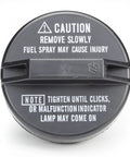 Gas Cap Replacement For 1989 Through 2004 Toyota Camry Corolla 4Runner RAV4 Avalon Tacoma Tundra Sequoia Sienna Solara T100 Tercel Lexus ES300 GS300 GS400 LS400 And More Models 77310 48020 Fuel Tank Cap, top view with caution text.